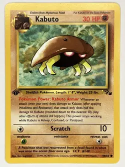 Kabuto NM 50/62 1st Edition Fossil Pokemon TCG Regular - Image 1