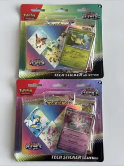 New & Sealed! Set of 2 Pokemon TCG Prismatic Evolutions Tech Sticker Collection - Image 1