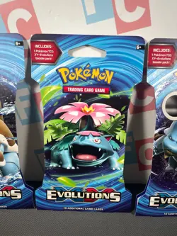 Pokemon Evolutions XY Blastoise V 3 TCG Sealed Blister Booster Packs Lot Sleeved - Image 3