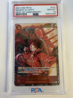 One Piece OP05 Monkey D. Luffy 1st Anniversary ST01-012 PSA 10 Gem Mint English - Image 1
