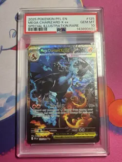 2025 POKEMON PFL EN-PHANTASMAL FLAMES #125 MEGA CHARIZARD X EX PSA 10 - Image 1