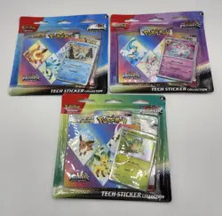 (Set of 3) Pokemon TCG Prismatic Evolutions Tech Sticker Collection New Sealed - Image 1