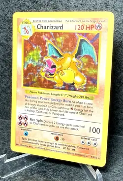 Charizard 004/102 Base Set Shadowless Unlimited Holo Rare 120 HP Pokemon Card - Image 2