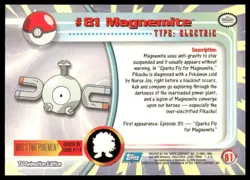 Topps Pokemon Magnemite #81 TV Animation Edition Non Holo Blue Logo 2000 NM - Image 2