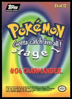 Topps Pokemon Charmander #04 E4/12 1999 The First Movie Black Logo LP - Image 2
