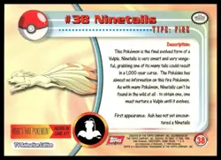 Topps Pokemon Ninetails #38 1999 TV Animation Edition Non Holo Red Logo LP - Image 2