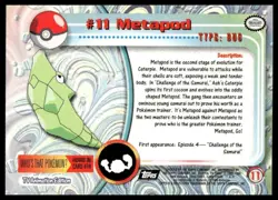 Topps Pokemon Metapod #11 1999 TV Animation Edition Non Holo Black Logo LP - Image 2