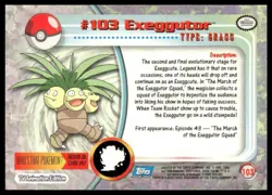 Topps Pokemon Exeggutor #103 TV Animation Edition Non Holo Blue Logo 2000 NM - Image 2