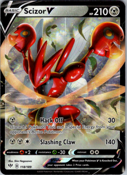 SCIZOR V Pokemon 118/189 Darkness Ablaze Sword & Shield ULTRA RARE NM - Image 1