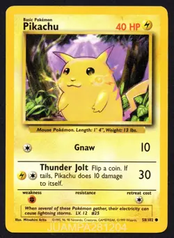 PIKACHU 58/102 BASE SET CROMO POKEMON EDICION 1999 TCG INGLES - Image 1