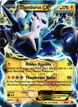 Pokemon TCG Thundurus EX BW81 Black & White Team Plasma Promo Holo LP/MP - Image 1