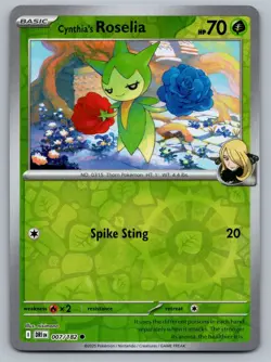 Pokemon Destined Rivals Reverse Holo Cynthia's Roselia 007/182 - Image 1