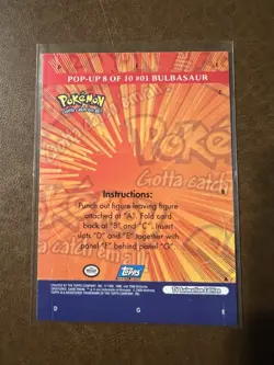 #01 Bulbasaur - Pop-Up 8/10 - TV Animation Series 3 Topps Pokemon - Image 2