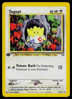 Pokemon Card - Togepi Neo Genesis 51/111 Uncommon 1st Edition - Image 1
