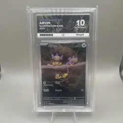 Pokemon 2023 Paradox Rift Aipom Illustration Rare 211/182 Ace Graded 10 - Image 1