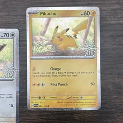Pokemon 151 Holiday Calendar Pikachu 025/165 & Eevee 133/165 Snowflake Promo ✅ - Image 2