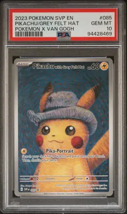 2023 POKEMON SVP EN-SV BLACK STAR PROMO #085 PIKACHU WITH GREY FELT HAT PSA 10 - Image 1