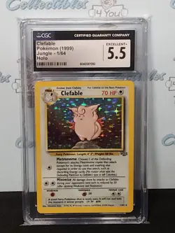 Vintage Pokemon 1999 Jungle 1/64 Holo Clefable Cgc Excellent 5.5 Trading Card - Image 1