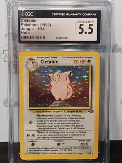 Vintage Pokemon 1999 Jungle 1/64 Holo Clefable Cgc Excellent 5.5 Trading Card - Image 3
