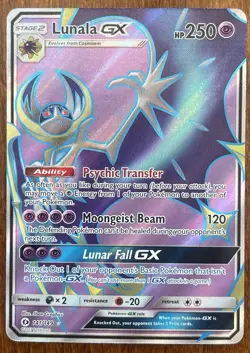 Pokemon TCG Sun and Moon Lunala GX Full Art Holo Rare Card 141/149 NM Condition - Image 1