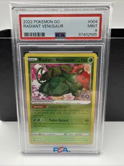 2022 Pokemon GO Radiant Venusaur holo PSA 9 Mint - Image 1