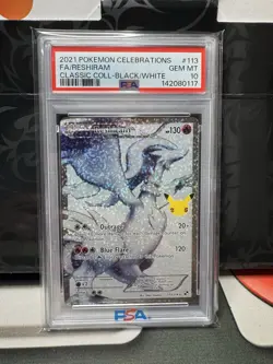 2021 Pokemon Celebrations Reshiram Full Art Classic Black White PSA 10 - Image 1