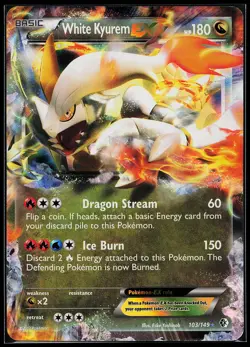 White Kyurem EX 103/149 Ultra Rare Boundaries Crossed Pokemon Card - Image 1