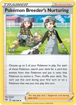 TCG - Pokemon Breeder's Nurturing 166/189 Uncommon SWSH03: Darkness Ablaze - Image 1