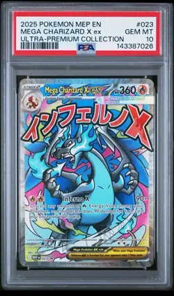 Pokemon TCG Mega Charizard X ex 023 Me: Mega Evolution Promo Holo PSA 10 360 HP - Image 1