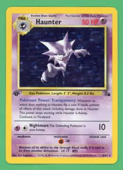 Haunter Pokemon Fossil 1st Edition Holo Rare 6/62 MP/Dent - Image 1