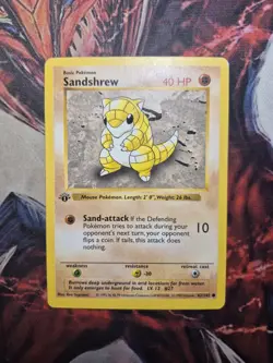 Pokemon Sandshrew Base Set 62/102 1st Edition Shadowless MP - Image 1