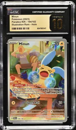 💜Pokemon Minun 194/182: Paradox Rift GRADE 10 PRISTINE GOLD LABEL TOP POP!💨 - Image 1