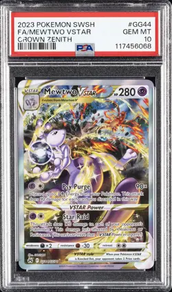 2023 POKEMON SWORD & SHIELD CROWN ZENITH #GG44 FULL ART/MEWTWO VSTAR PSA 10 - Image 1