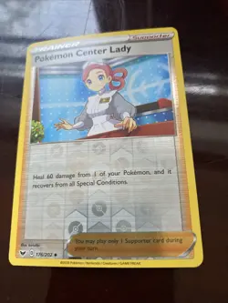 176/202 Pokemon Center Lady (Reverse Holo, Sword & Shield) Pokemon Card TCG - Image 1