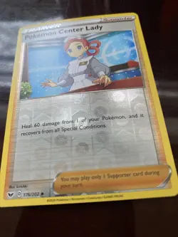 176/202 Pokemon Center Lady (Reverse Holo, Sword & Shield) Pokemon Card TCG - Image 2