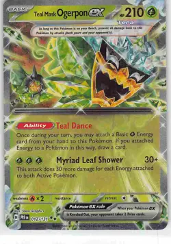 Teal Mask Ogerpon ex 012/131 Double Rare Prismatic Evolutions Pokemon NM - Image 1