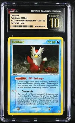 Pokemon Delibird EX Team Rocket Returns Reverse Holo Rare Cgc Pristine 10 POP 2! - Image 1