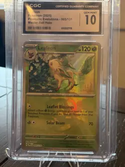 Pokemon Leafeon Prismatic Evolutions 005/131 Rare Master Ball Holo CGC 10 - Image 1
