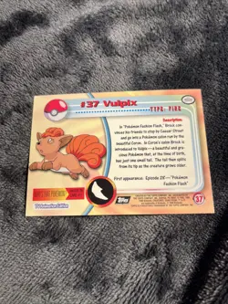 1999 Topps Pokemon Series 1 #37 Vulpix (Sunrays Foil) TV Animation Black Logo NM - Image 2