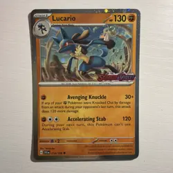 *SWIRLED* Lucario (Scarlet & Violet Stamp) Uncommon Holo 114/198 Pokemon TCG - Image 1