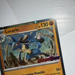 *SWIRLED* Lucario (Scarlet & Violet Stamp) Uncommon Holo 114/198 Pokemon TCG - Image 2