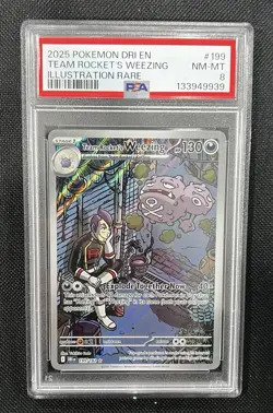 2025 POKEMON DESTINED RIVALS 199/182 TEAM ROCKET'S WEEZING PSA 8 NM-MT - Image 1
