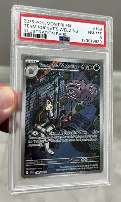 2025 POKEMON DESTINED RIVALS 199/182 TEAM ROCKET'S WEEZING PSA 8 NM-MT - Image 3