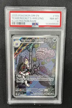 2025 POKEMON DESTINED RIVALS 199/182 TEAM ROCKET'S WEEZING PSA 8 NM-MT - Image 4