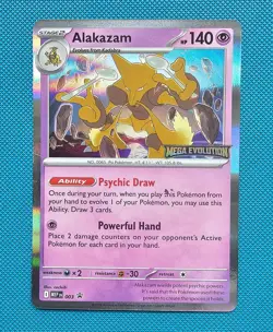 Alakazam MEP 003, Mega Evolution Stamped, Prerelease Pokemon Tcg Promo Mep003 MP - Image 1