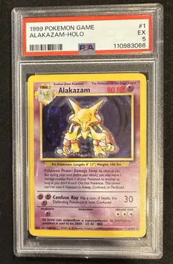 1999 POKEMON GAME #1 ALAKAZAM-HOLO PSA 5 - Image 1