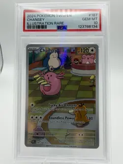 Pokemon Chansey 187/167 Twilight Masquerade Illustration Rare Holo PSA 10 - Image 2