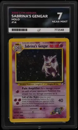 2000 Pokemon Gym Heroes Sabrina's Gengar Holo Rare 14/132 ACE 7 NEAR MINT SWIRL - Image 3