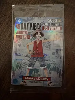 One Piece Monkey D. Luffy US Voyage College Basketball Promo Card (Sealed) - Image 1