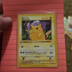 Pokemon Pikachu [red cheeks] Base Set 1st Edition Basic Card 40 HP 58/102 1999 - Image 1